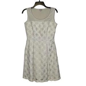 Daniel Cremieux Floral Lace Sleeveless Pleated‎ Cocktail Dress 2 Women Cream NWT
